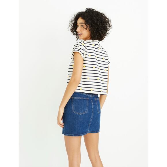 Stretch Denim Straight Mini Skirt in Arroyo Wash : Button-Front Edition blue 26 - Picture 3 of 6